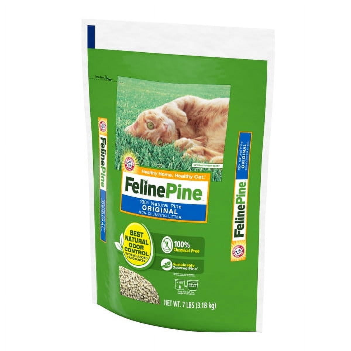 Arm & Hammer Feline Pine 100% Natural Original Non-Clumping Cat Litter - 7 Lbs. - Pack of 4