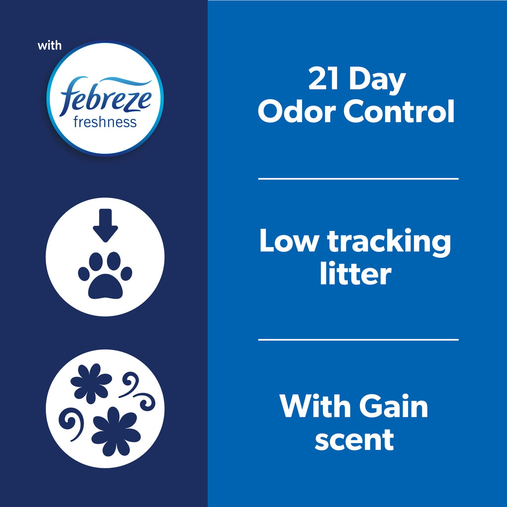 Fresh Step Clean Paws Cat Litter - Low-Tracking Clumping Litter With Febreze and Gain, 22.5 lbs