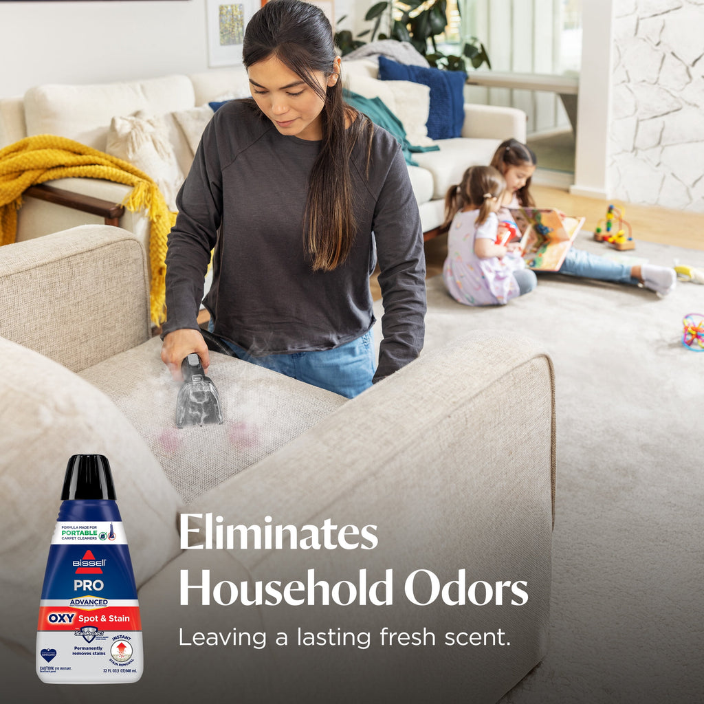 BISSELL Advanced Pro Oxy Spot and Stain Cleaner with StainProtect - Portable Deep Cleaning Formula, Fresh Scent, Removes Stains, Eliminates Odors, and Shield Carpets, 32 fl oz, 2038W
