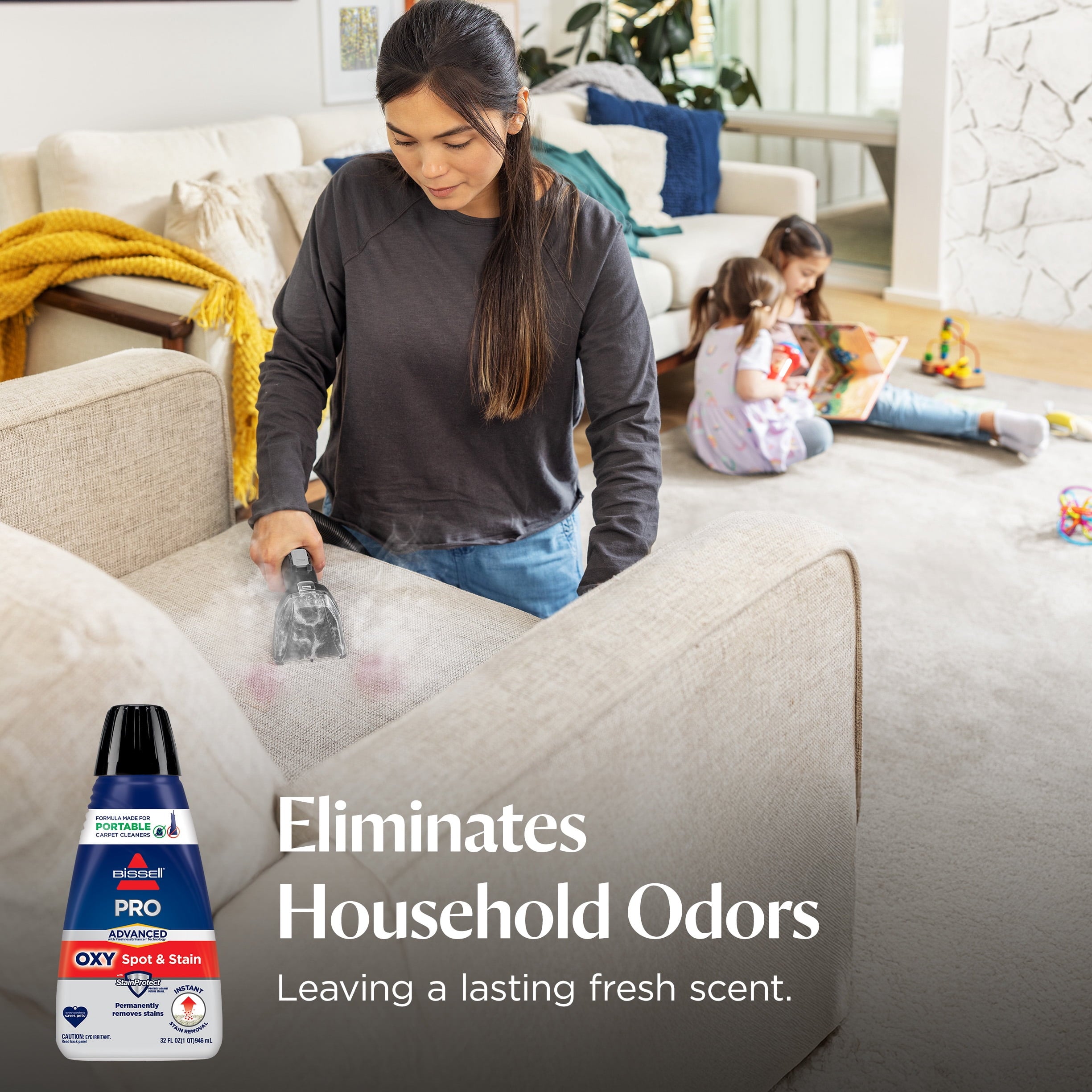 BISSELL Advanced Pro Oxy Spot and Stain Cleaner with StainProtect - Portable Deep Cleaning Formula, Fresh Scent, Removes Stains, Eliminates Odors, and Shield Carpets, 32 fl oz, 2038W