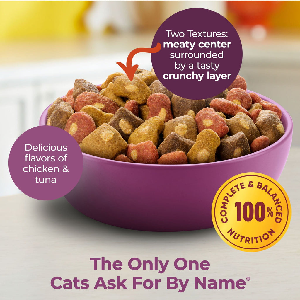 Meow Mix Tender Centers Dry Cat Food with Basted Bites - Chicken & Tuna Flavors, 14.2 lb Bag