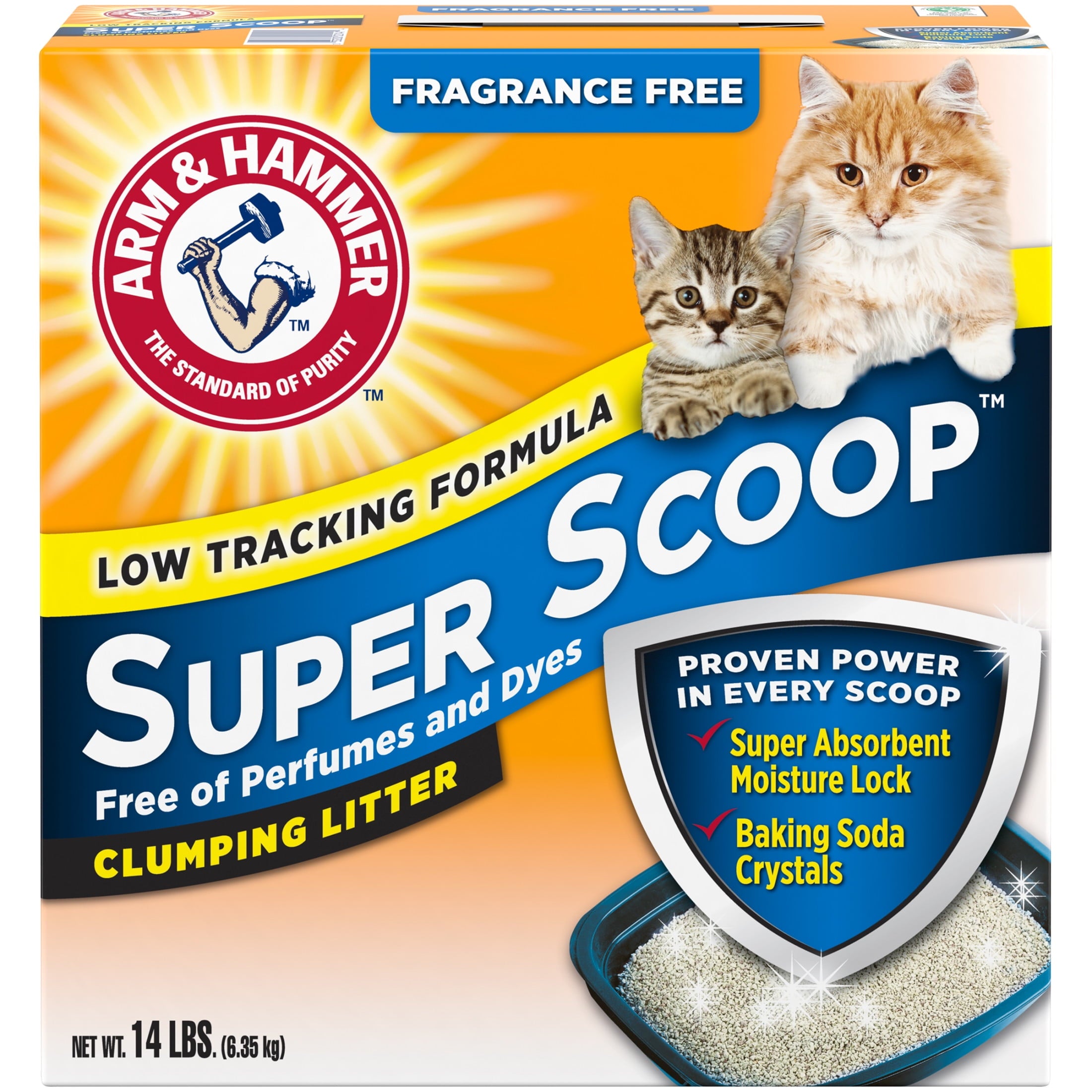 ARM & HAMMER Super Scoop Fragrance Free Clumping Clay Cat Litter - 14 lb - 3-Pack