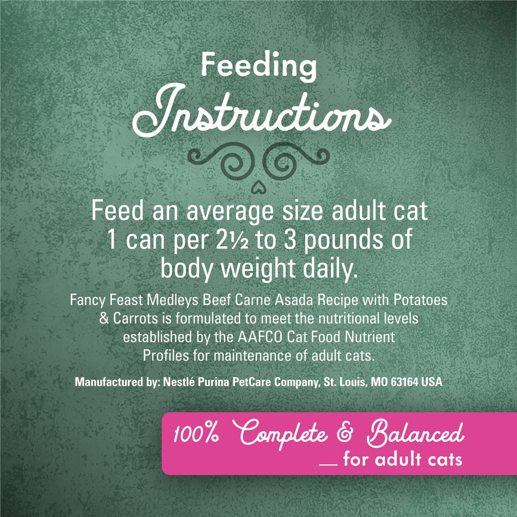 Purina Fancy Feast Medleys Wet Cat Food Beef Carne Asada Recipe with Potatoes and Carrots in Savory Juices - 3 oz. Can