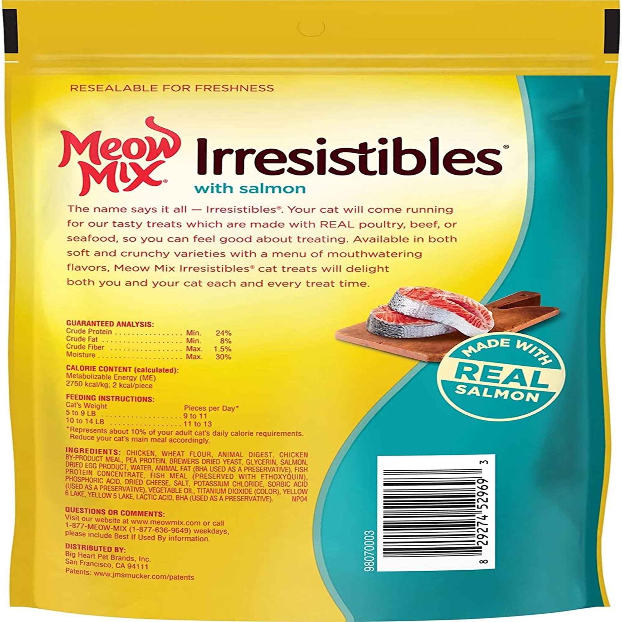 Meow Mix Irresistibles Cat Treats - Soft with Salmon, 3-Ounce Bag - 2-Pack