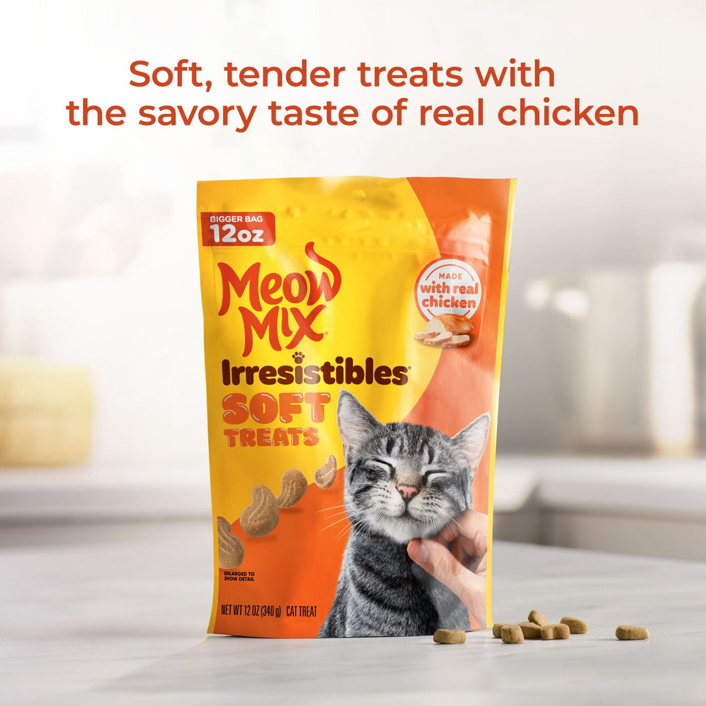 Meow Mix Irresistibles Soft Cat Treats Made with Real Chicken - 12 oz Pouch - 12-Pack