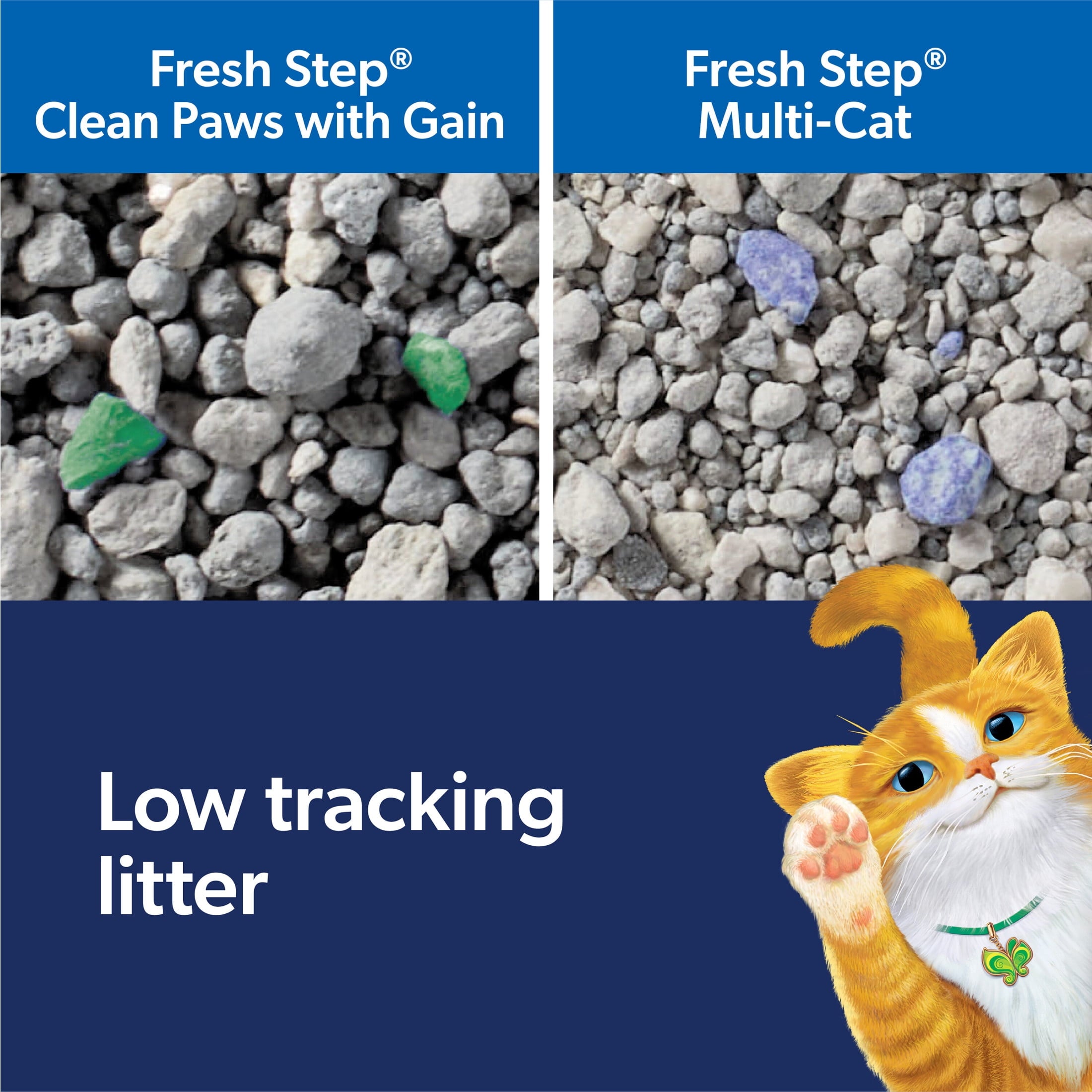 Fresh Step Clean Paws Cat Litter - Low-Tracking Clumping Litter With Febreze and Gain, 22.5 lbs