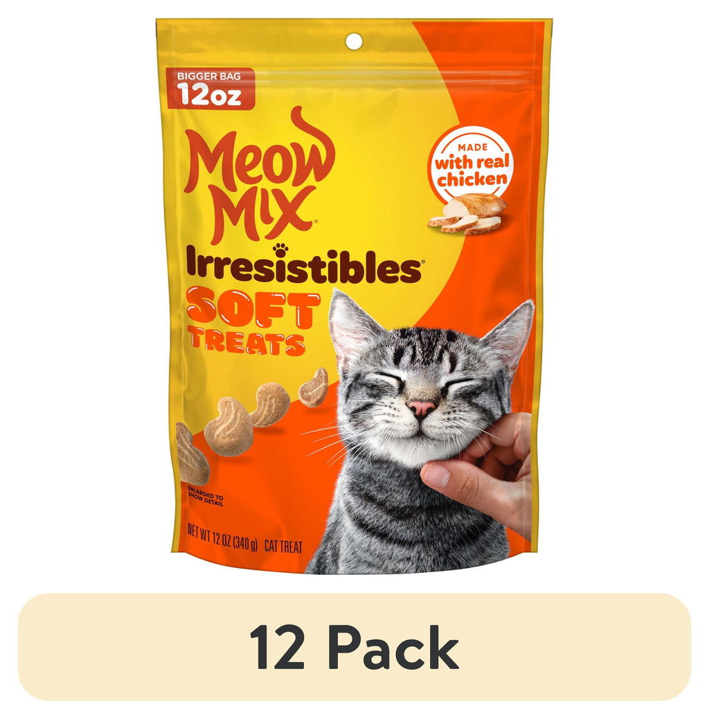 Meow Mix Irresistibles Soft Cat Treats Made with Real Chicken - 12 oz Pouch - 12-Pack