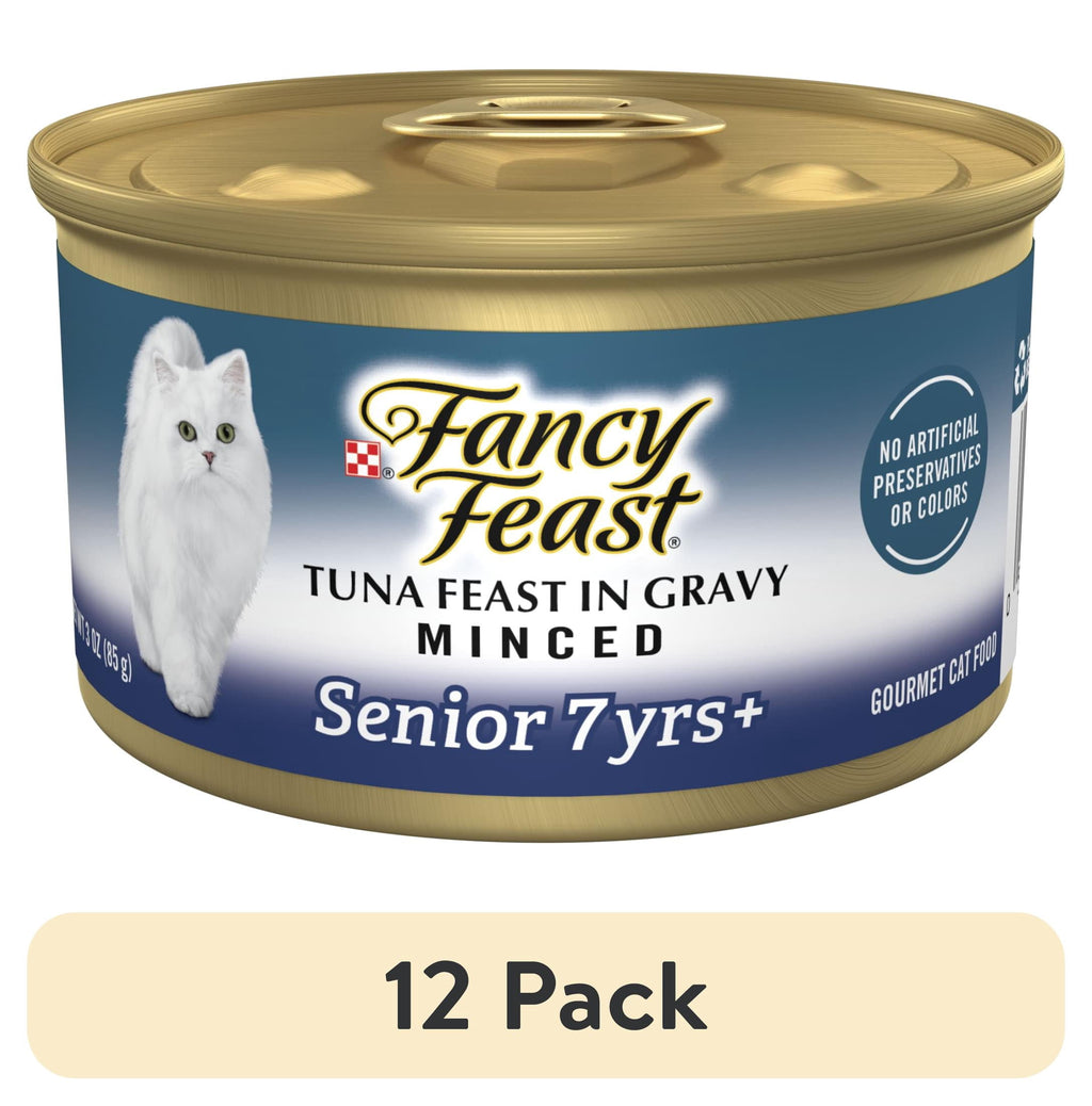 Purina Fancy Feast Senior Classic Pate Wet Cat Food - Minced Tuna in Gravy, 3 oz Cans - 12-Pack