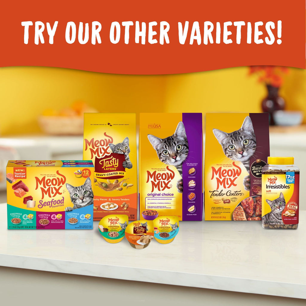Meow Mix Tenders in Sauce Wet Cat Food with Real Turkey & Giblets - 2.75 oz. Cups, 12 Pack (Packaging And Formulation Updates Underway)