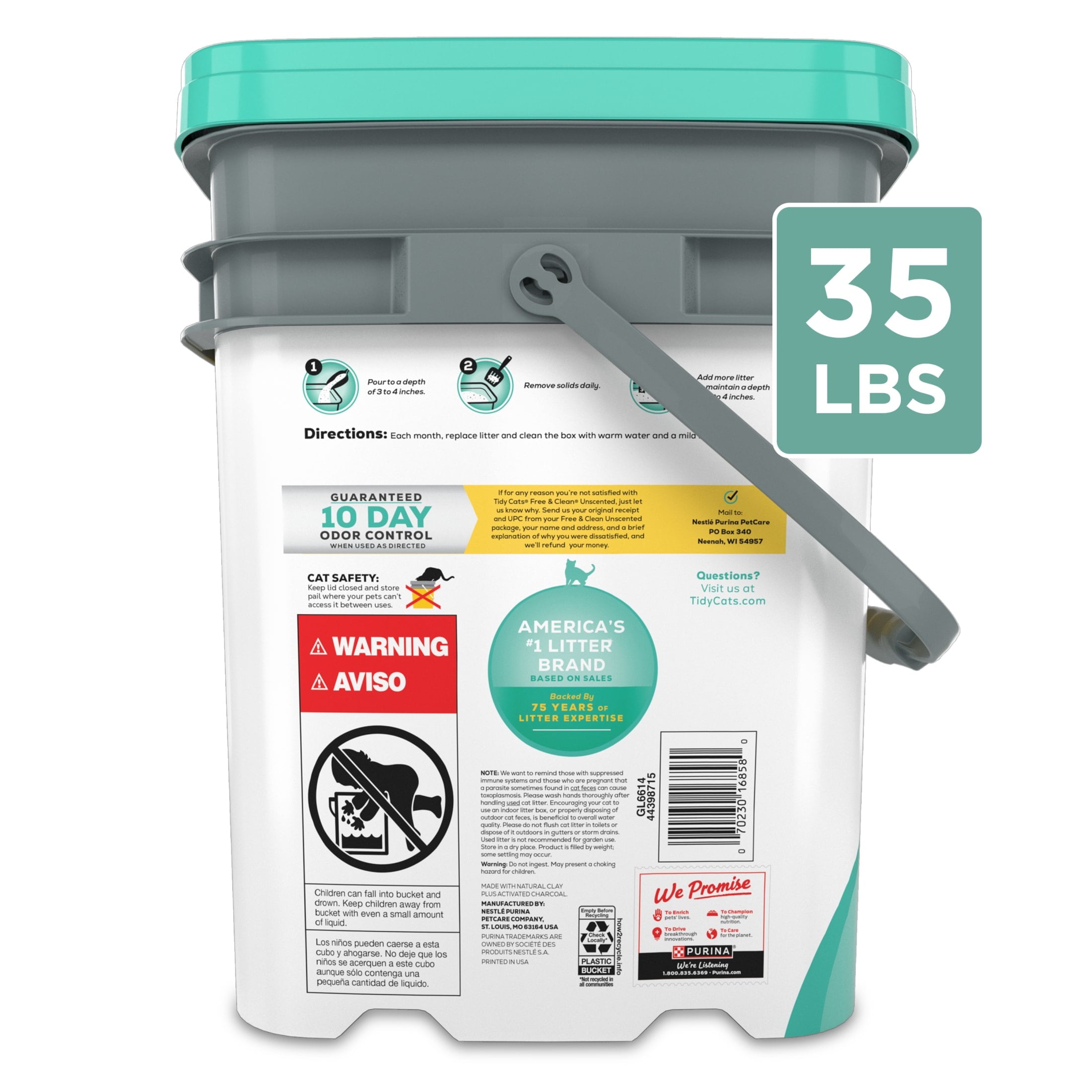 Purina Tidy Cats Free and Clean Clumping Cat Litter - Unscented, 35 lb Pail - 4-Pack