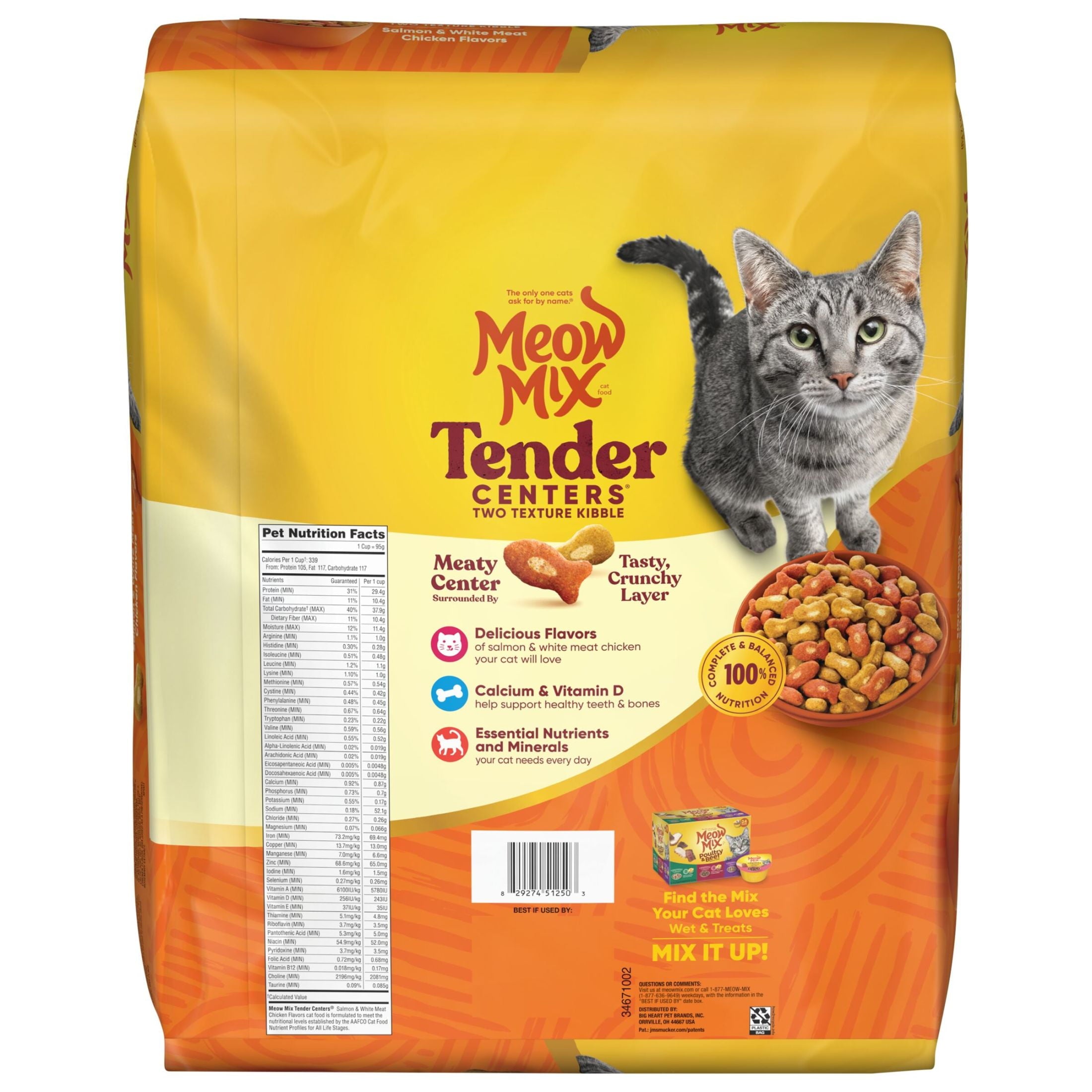 Meow Mix Tender Centers - Salmon & White Meat Chicken Flavors, Dry Cat Food, 13.5 lb. Bag