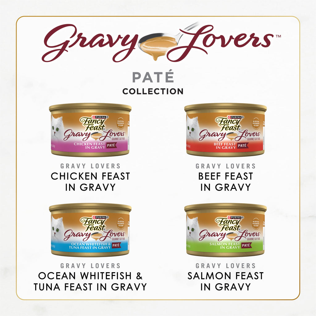 Purina Fancy Feast Gravy Lovers Pate Collection Wet Cat Food Variety Pack - 3 oz Cans (24 Pack)