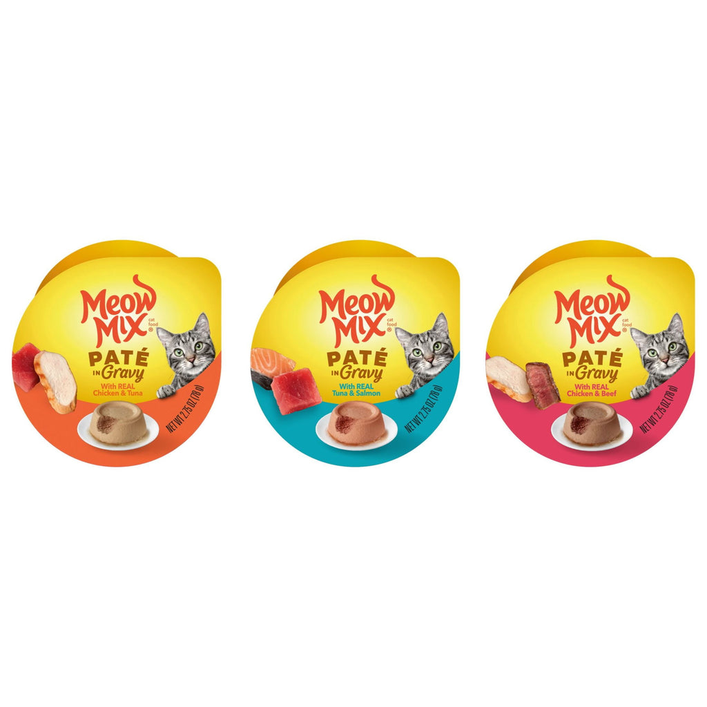 Meow Mix Pate in Gravy Surf n’ Turf Pates Variety pack - Wet Cat Food, 2.75 oz Cup, 12 pack - 4-Pack
