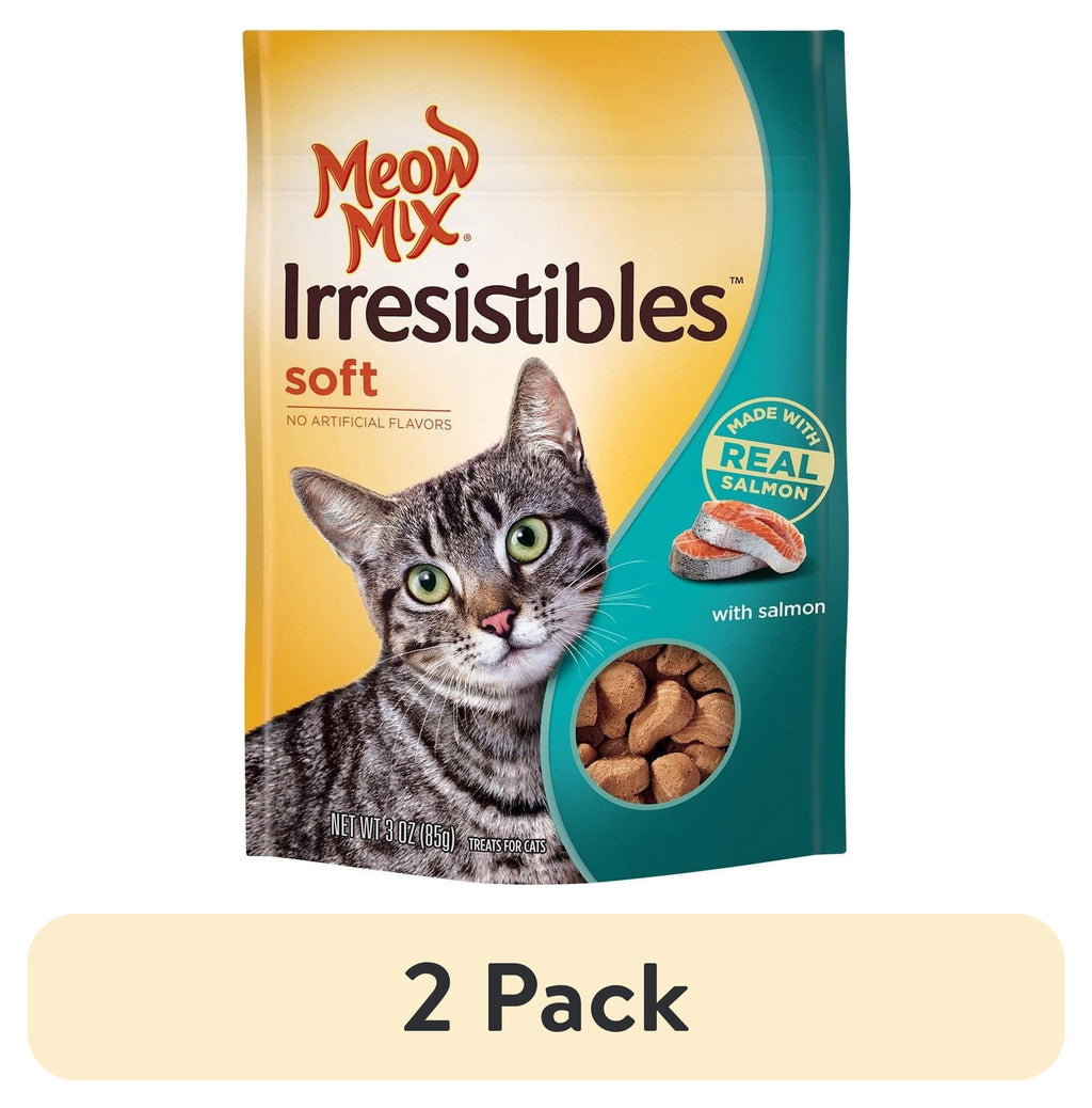 Meow Mix Irresistibles Cat Treats - Soft with Salmon, 3-Ounce Bag - 2-Pack