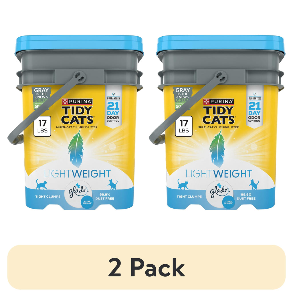 Purina Tidy Cats LightWeight Clumping Cat Litter - Glade Clear Springs Scent, 17 lb Pail - 2-Pack