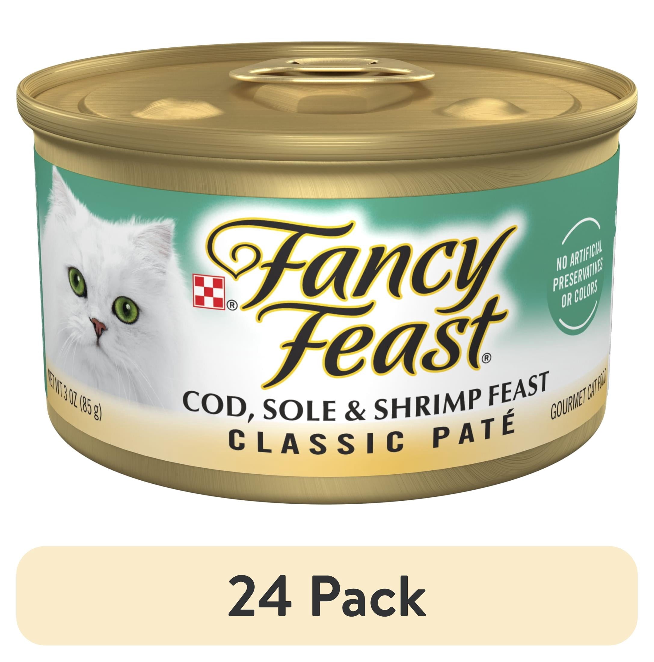 Purina Fancy Feast Cod - Sole and Shrimp Feast Classic Grain Free Wet Cat Food Pate, 3 oz. - 24-Pack