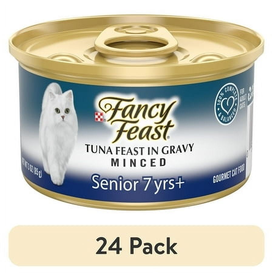 Purina Fancy Feast Senior Classic Pate Wet Cat Food - Minced Tuna in Gravy, 3 oz Cans - 24-Pack