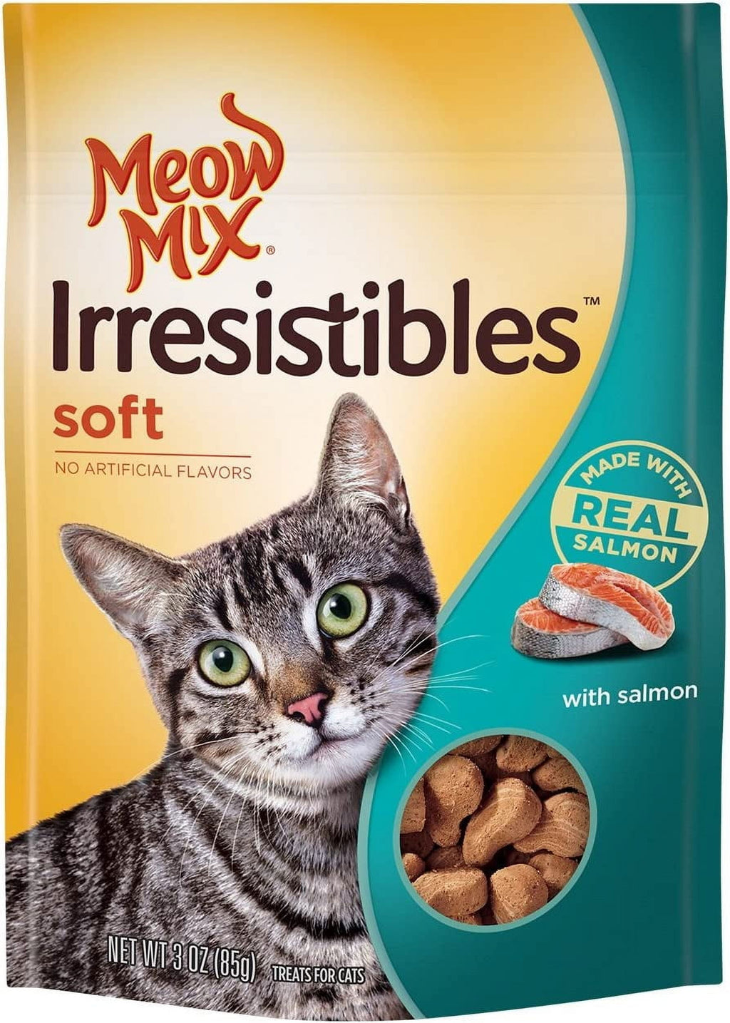 Meow Mix Irresistibles Cat Treats - Soft with Salmon, 3-Ounce Bag - 2-Pack
