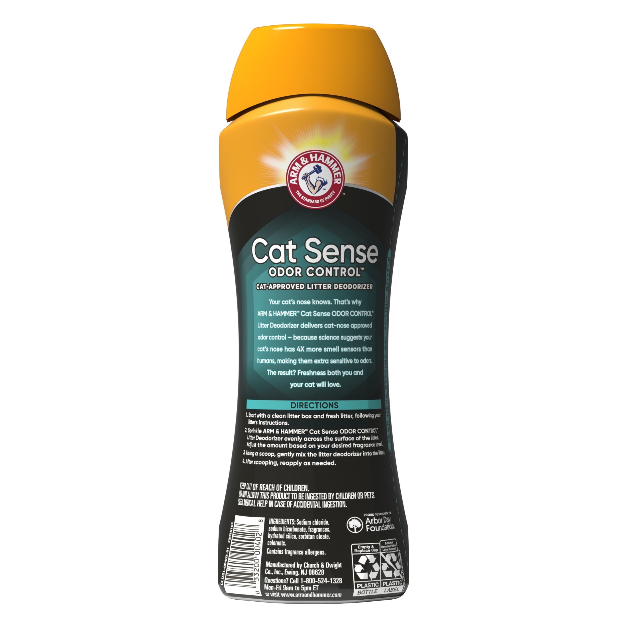 ARM & HAMMER Cat Sense Odor Control Cat-Approved Litter Deodorizer - Long-Lasting Scented Freshener Additive, Works with Most Litter, 24 Oz