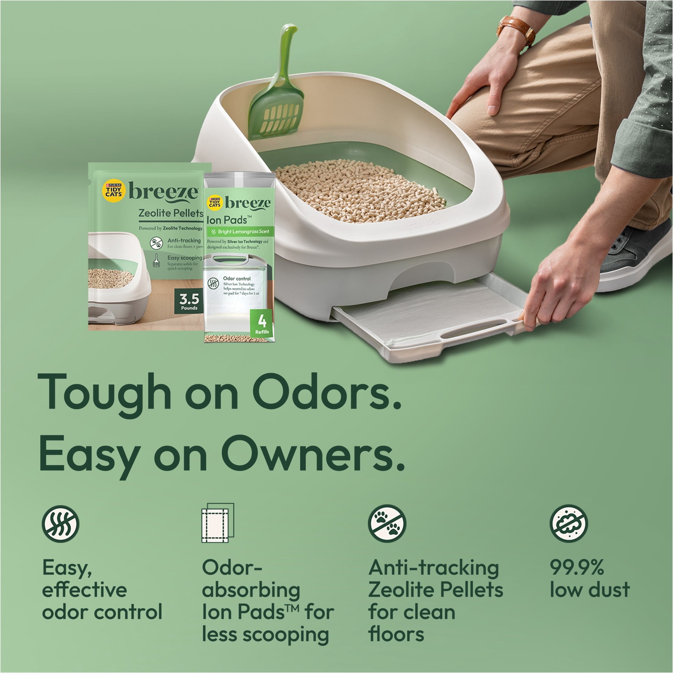 Purina Tidy Cats Breeze Cat Litter Box System Kit with Pellet Cat Litter - Litter Box, and Litter Box Pads