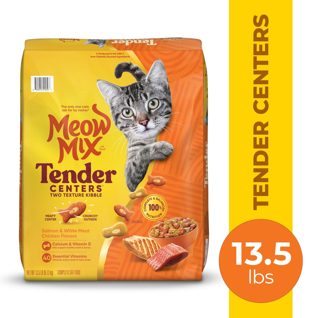 Meow Mix Tender Centers - Salmon & White Meat Chicken Flavors, Dry Cat Food, 13.5 lb. Bag