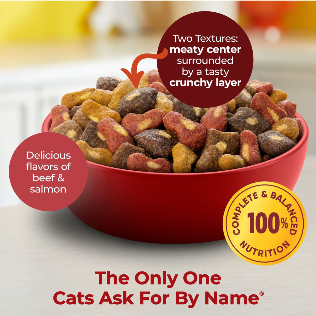 Meow Mix Tender Centers with Basted Bites - Beef & Salmon Flavors, Dry Cat Food, 3 lb. Bag - 2-Pack
