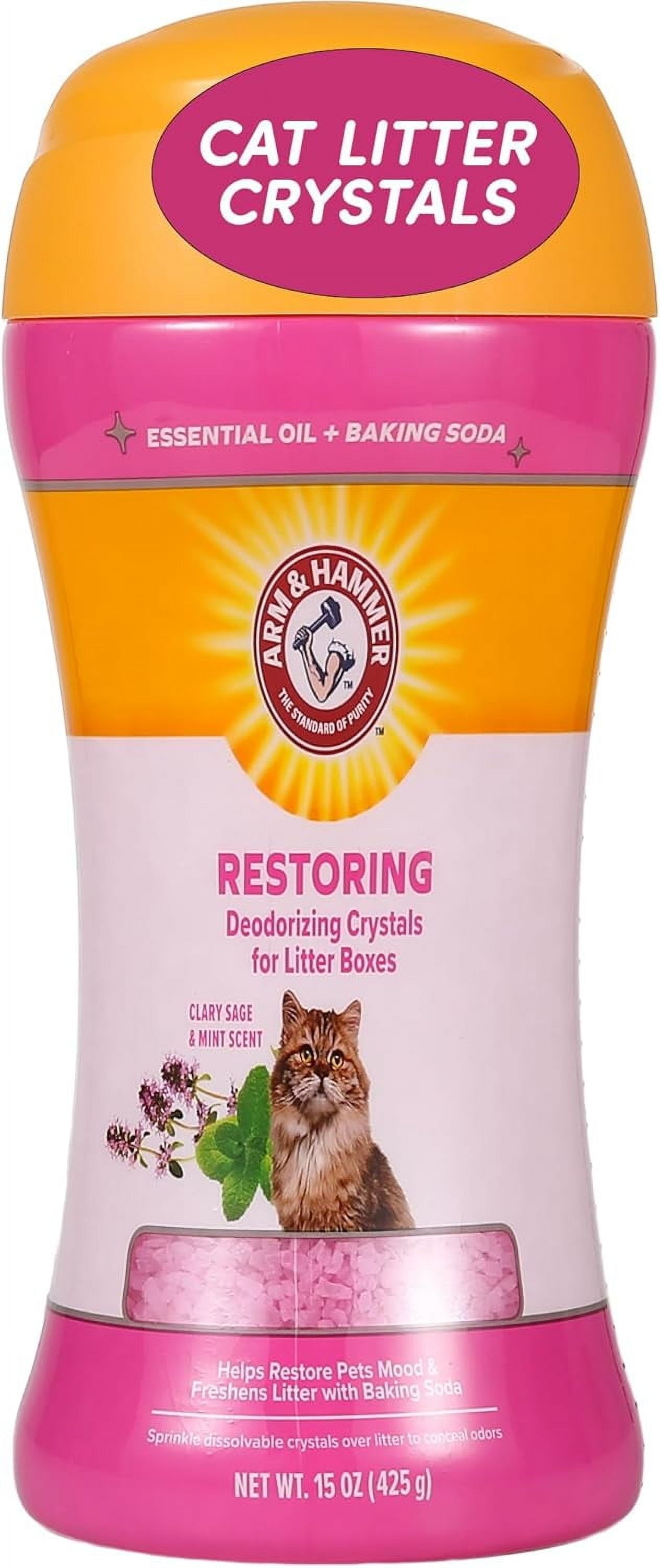 Arm & Hammer Deodorizing Cat Litter Crystals for Litter Boxes - Clary Sage & Mint Scent 15 oz. - 3-Pack