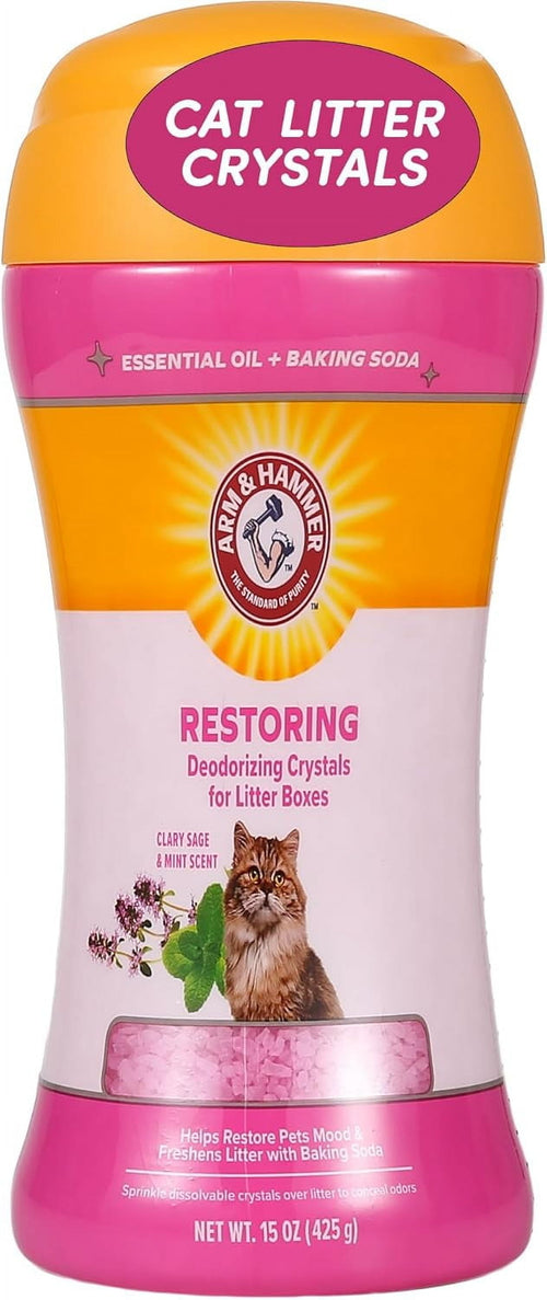 Arm & Hammer Deodorizing Cat Litter Crystals for Litter Boxes - Clary Sage & Mint Scent 15 oz. - 3-Pack
