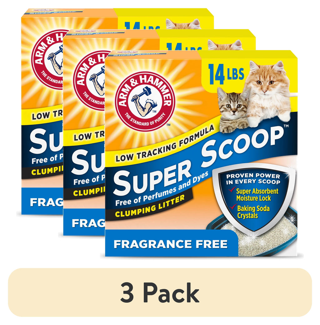 ARM & HAMMER Super Scoop Fragrance Free Clumping Clay Cat Litter - 14 lb - 3-Pack