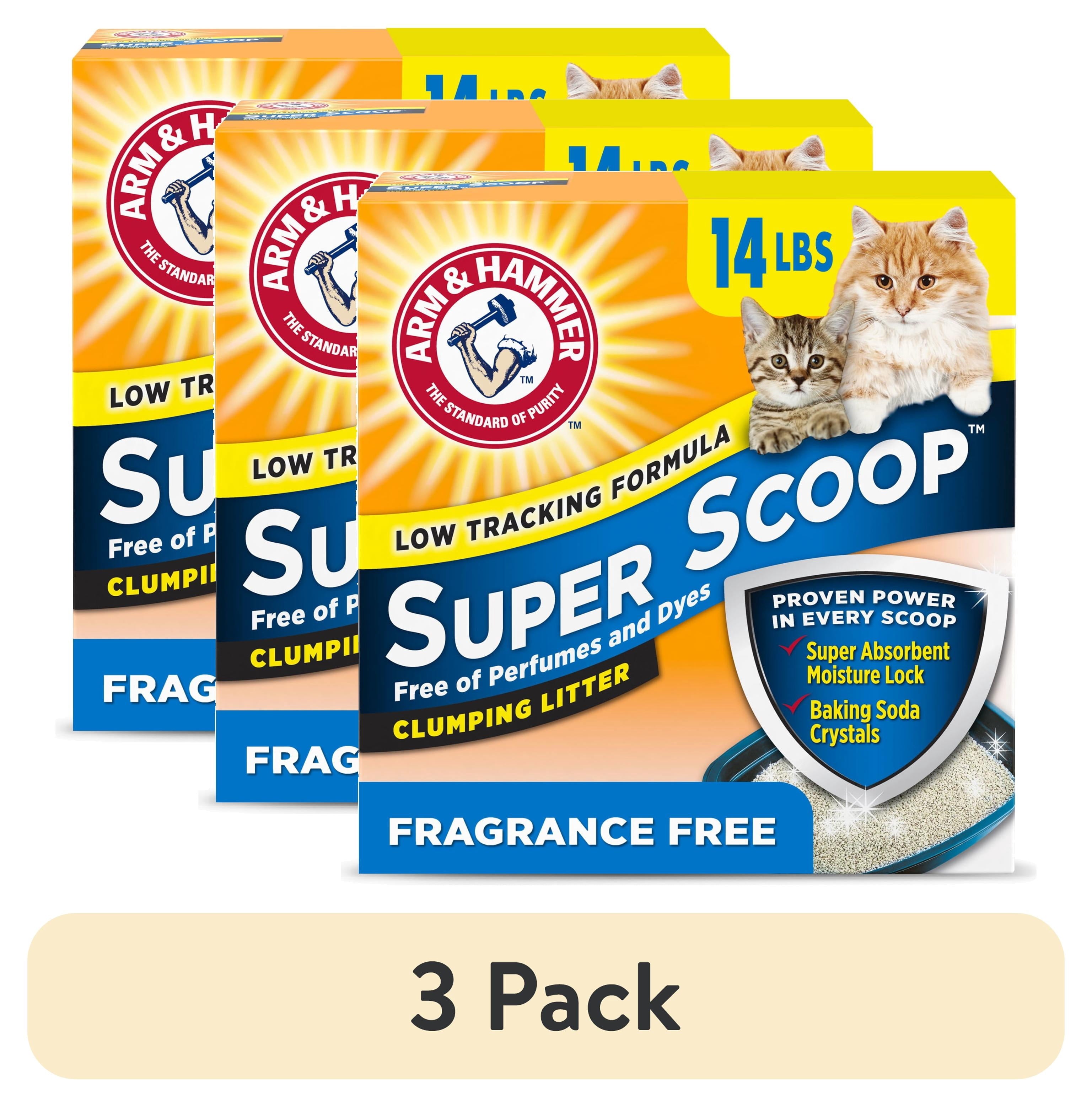 ARM & HAMMER Super Scoop Fragrance Free Clumping Clay Cat Litter - 14 lb - 3-Pack