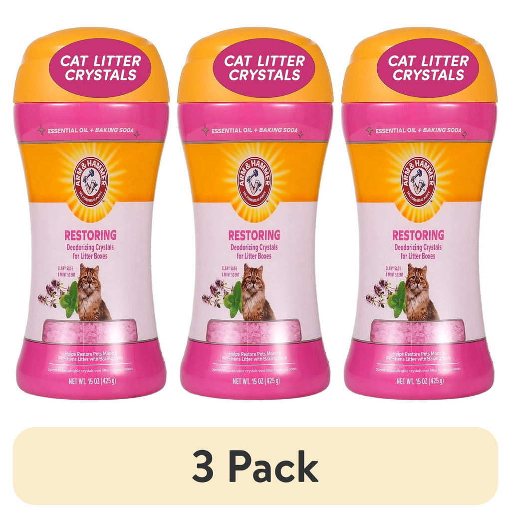Arm & Hammer Deodorizing Cat Litter Crystals for Litter Boxes - Clary Sage & Mint Scent 15 oz. - 3-Pack