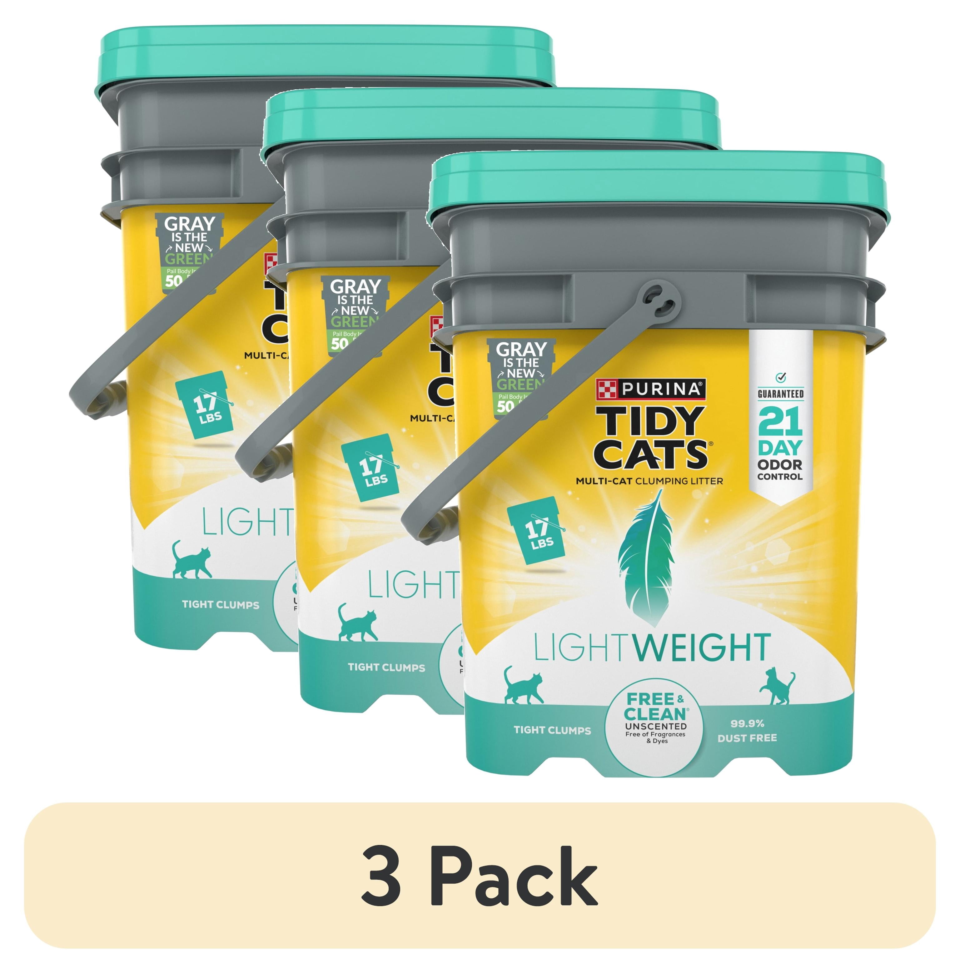 Purina Tidy Cats Free and Clean LightWeight Cat Litter - Unscented, 17 lb Pail - 3-Pack