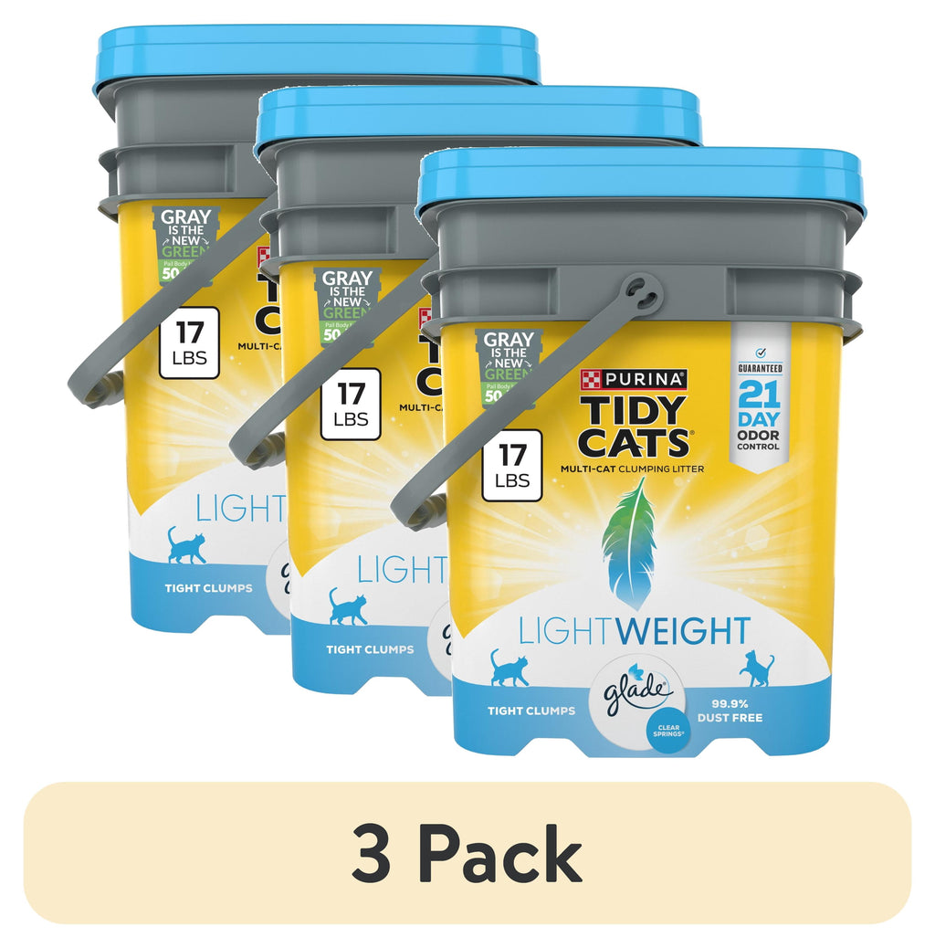 Purina Tidy Cats LightWeight Clumping Cat Litter - Glade Clear Springs Scent, 17 lb Pail - 3-Pack