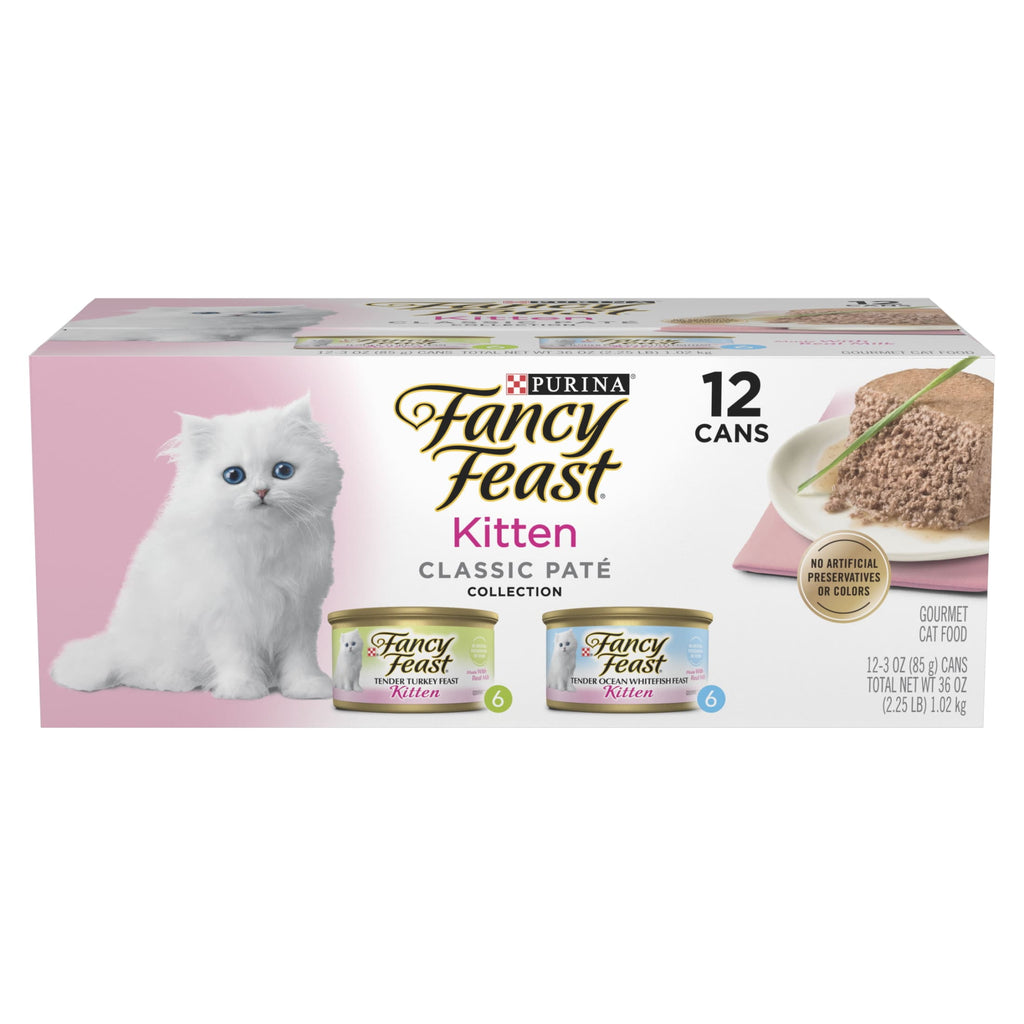 Purina Fancy Feast Classic Pate Kitten Food - Wet Cat Food, Salmon Primavera, 3 oz Cans (12 Pack) - 2-Pack