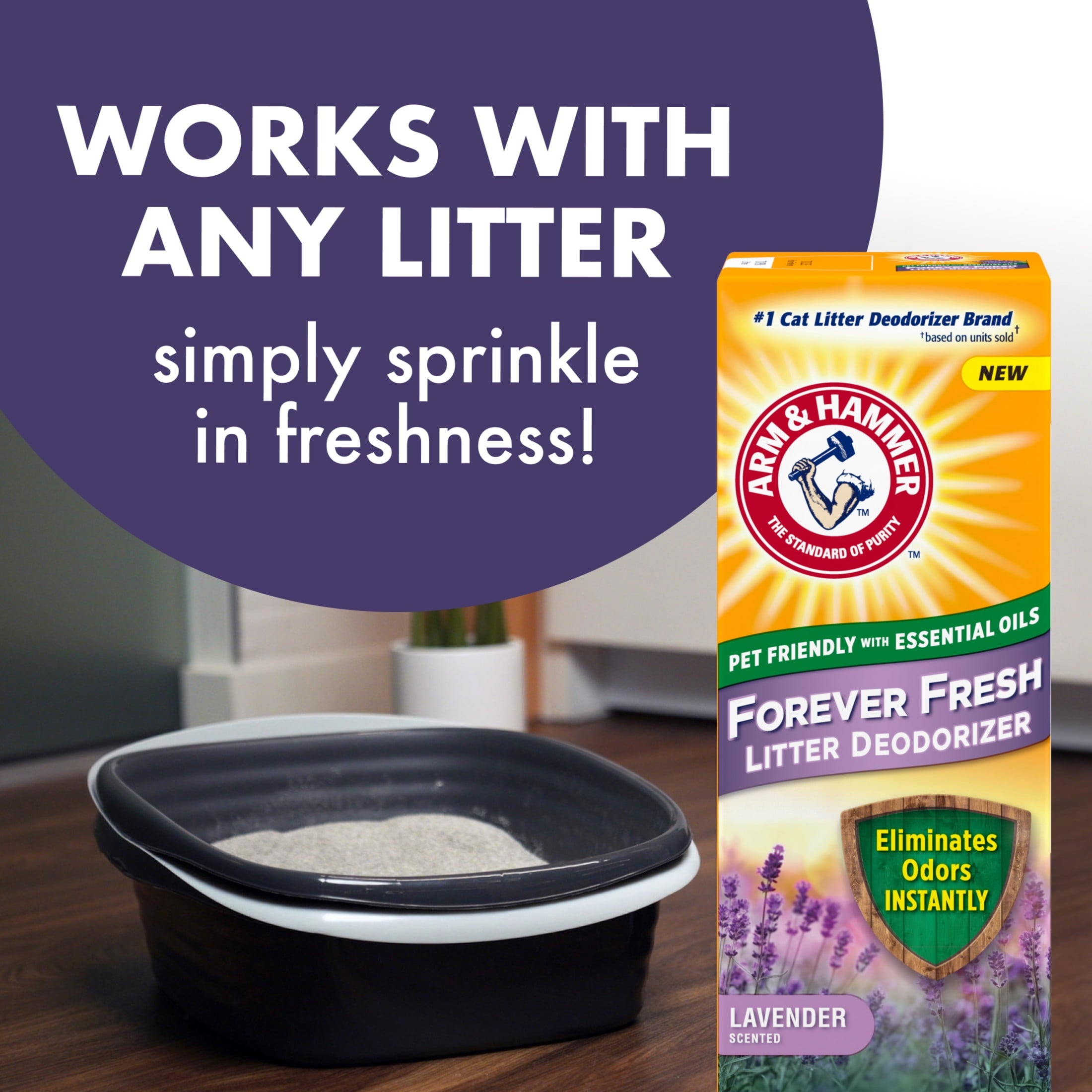 ARM & HAMMER Forever Fresh Cat Litter Deodorizer - Pet-Friendly Lavender Scent, 33 oz