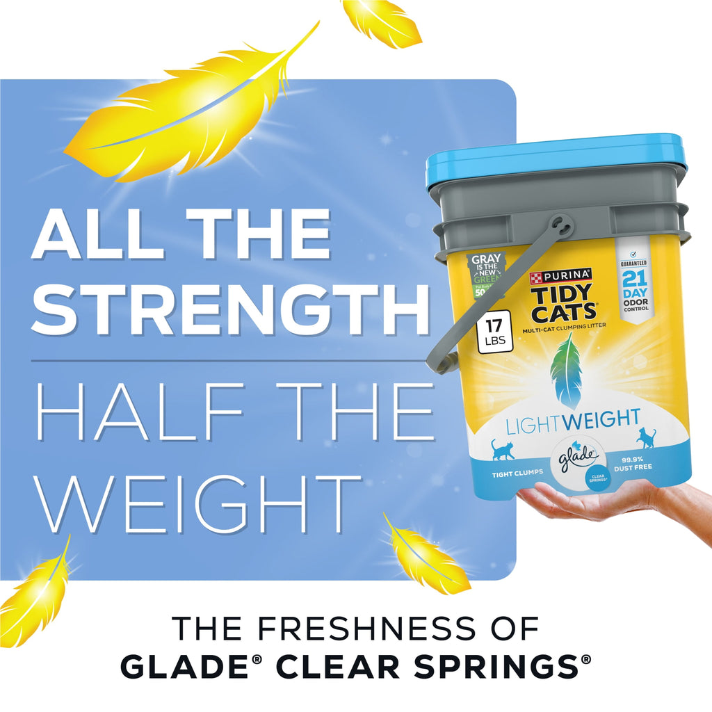 Purina Tidy Cats LightWeight Clumping Cat Litter - Glade Clear Springs Scent, 17 lb Pail - 2-Pack
