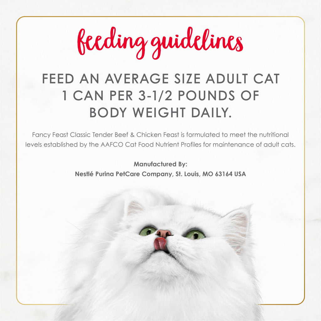 Purina Fancy Feast Tender Beef and Chicken Feast Classic Grain Free Wet Cat Food Pate - 3 oz. - 24-Pack