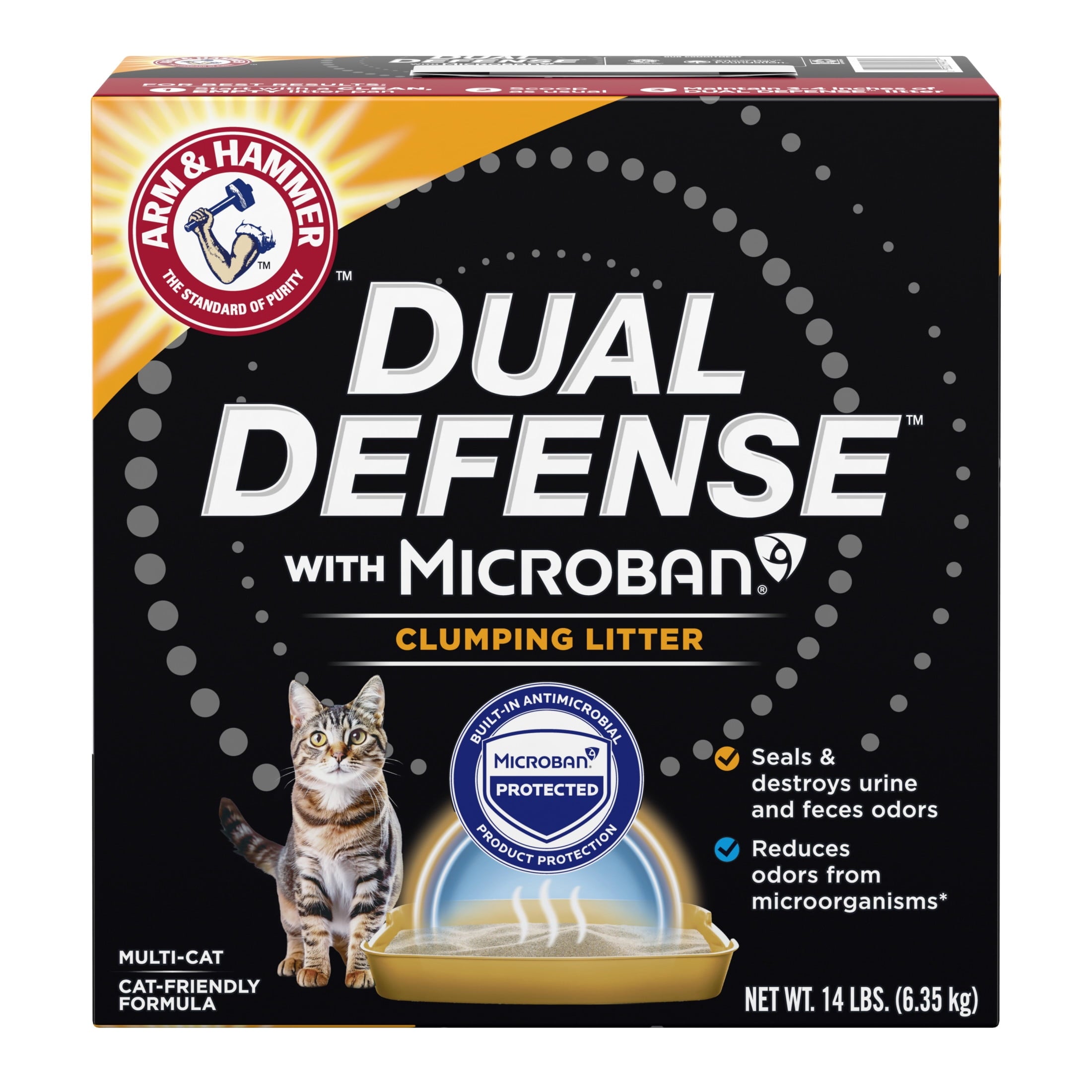 ARM & HAMMER Dual Defense with Microban Clumping Cat Litter for Multi-Cat Households - 14 lbs