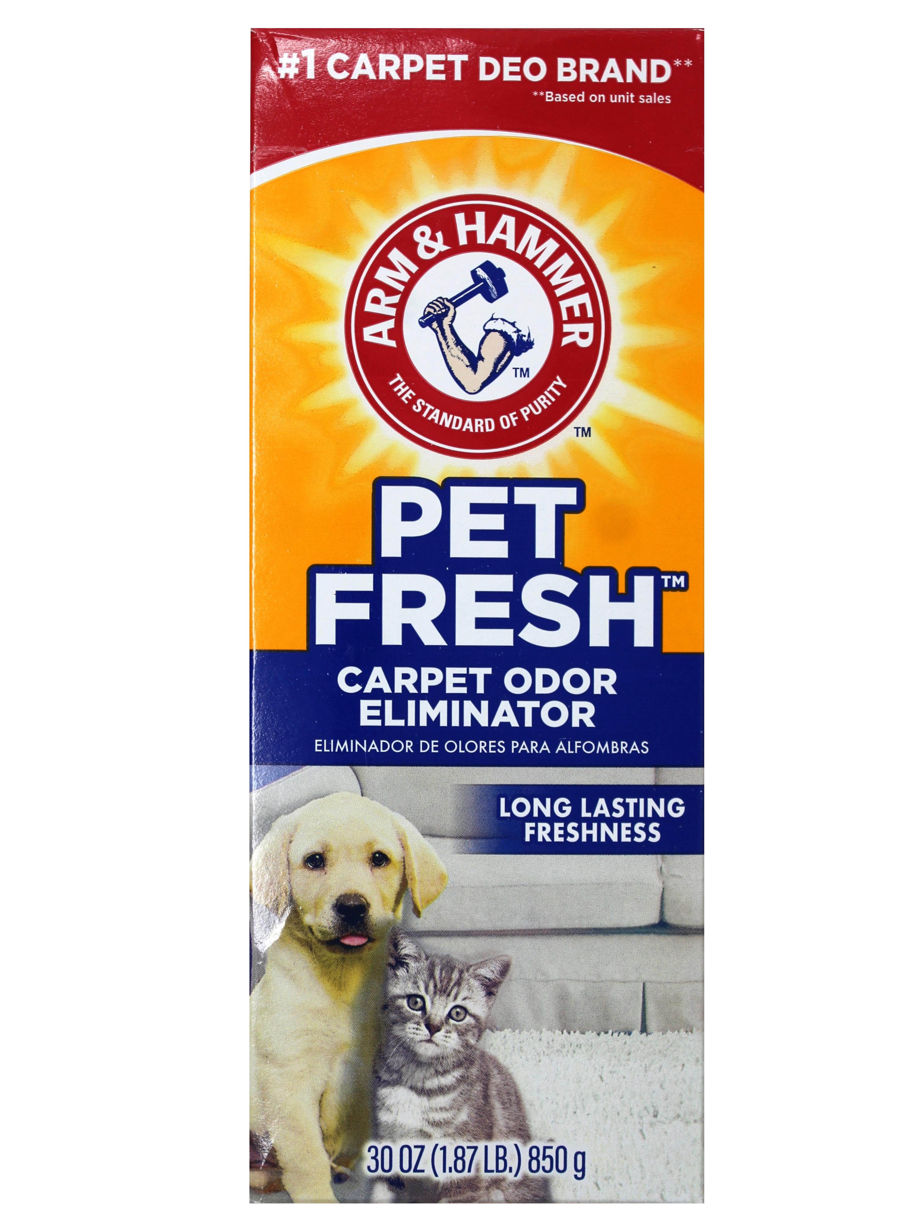Arm & Hammer Pet Odor Control kit - Pet Fresh Carpet Odor Eliminator Long Lasting Freshness + Cat Litter Deodorizer with Baking Soda, 30 oz Each