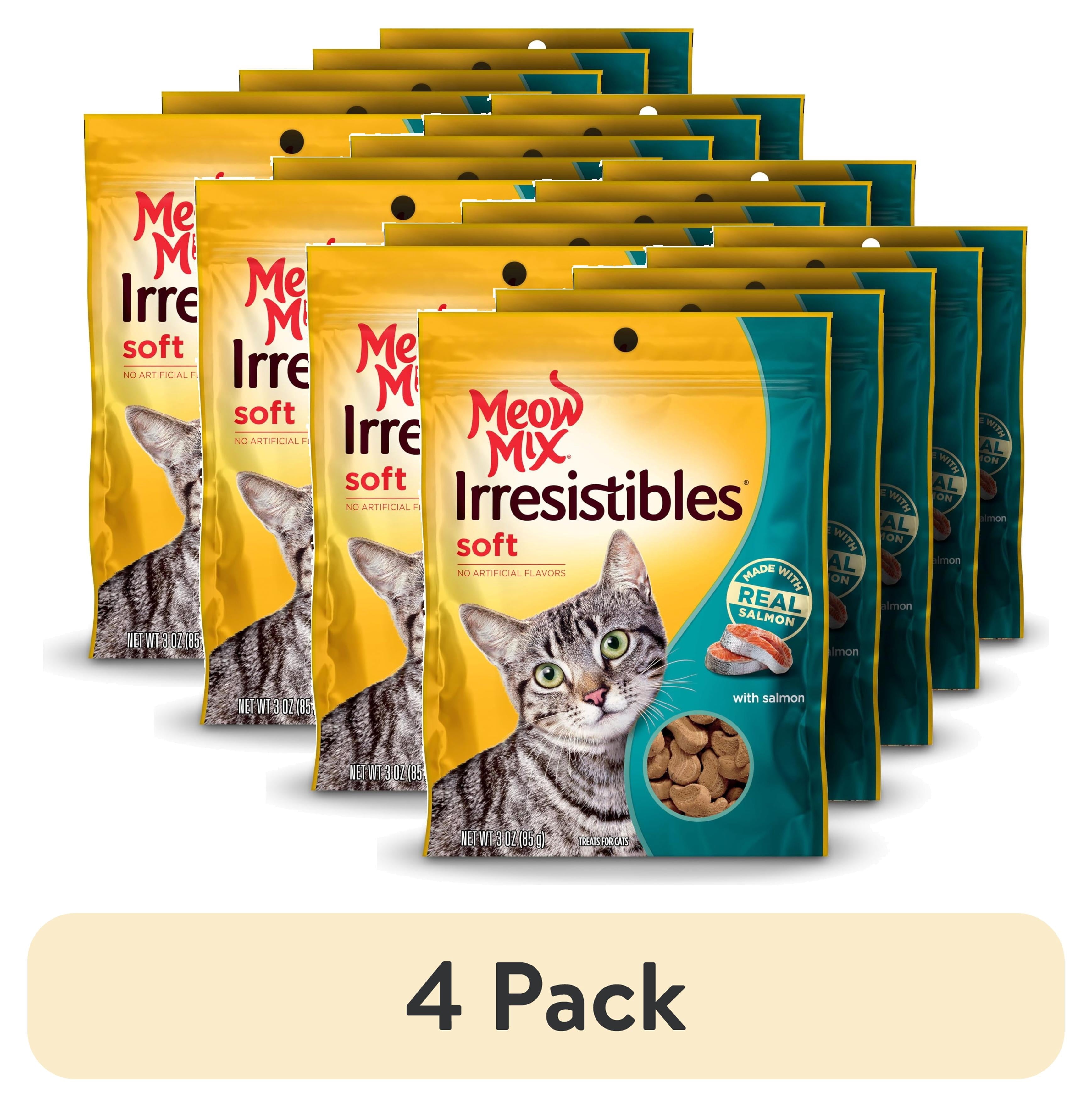 Meow Mix Irresistibles Soft TMA2 Cat Treats - Salmon, 3 Ounce (Pack of 5) - 4-Pack