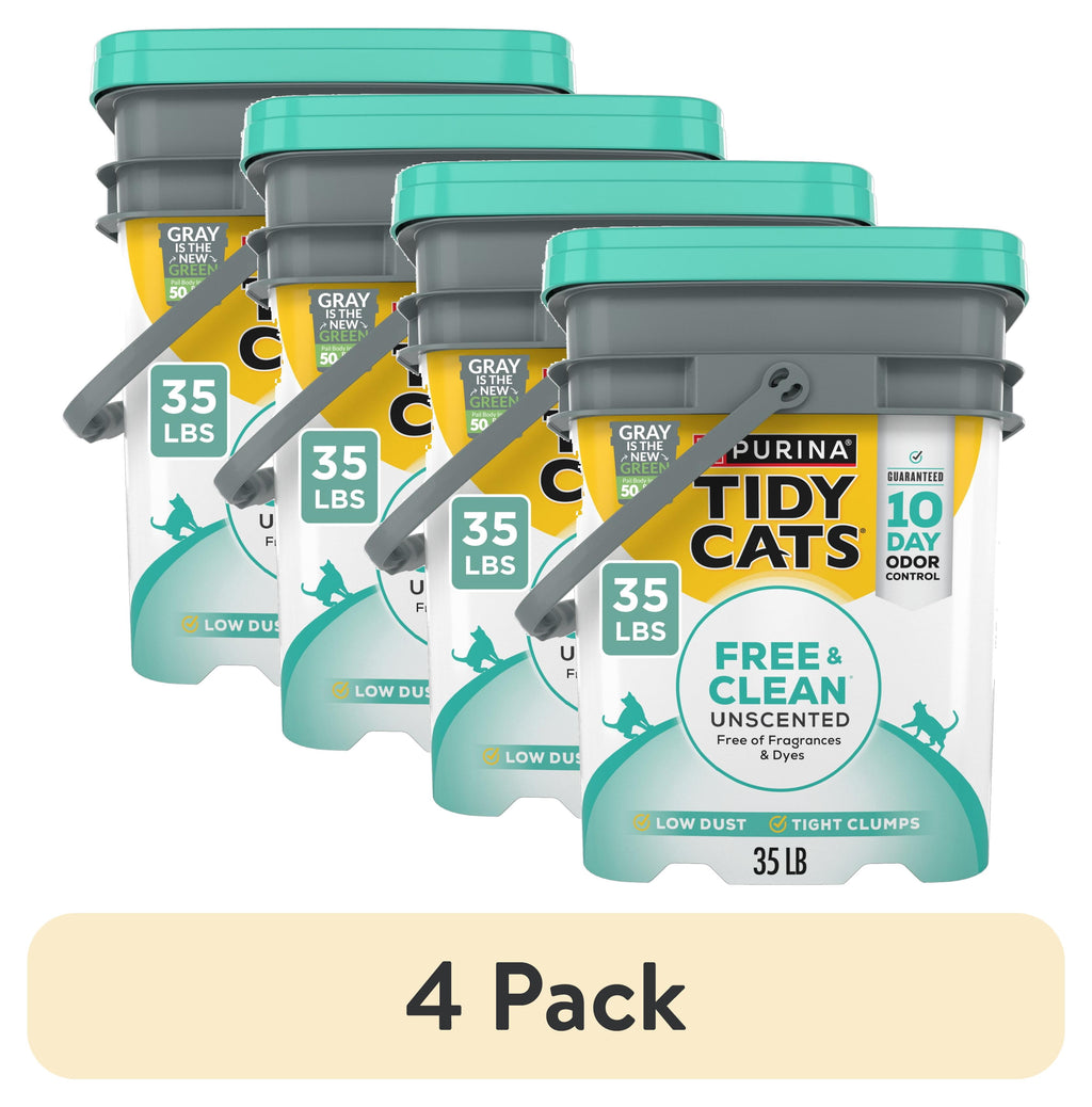 Purina Tidy Cats Free and Clean Clumping Cat Litter - Unscented, 35 lb Pail - 4-Pack