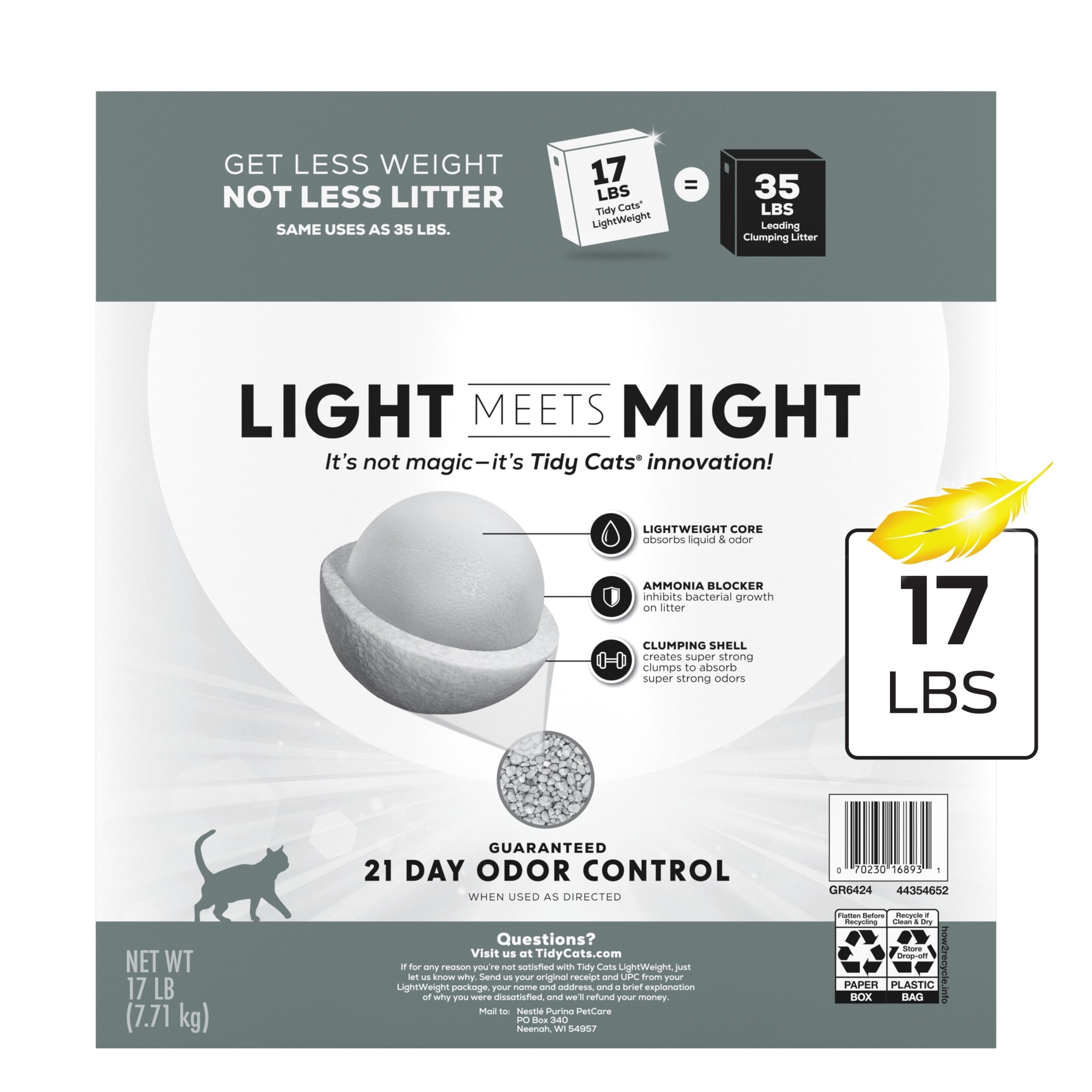 Purina Tidy Cats LightWeight 4-In-1 Strength Odor control - Multi Cat, Low Dust, Clumping Cat Litter