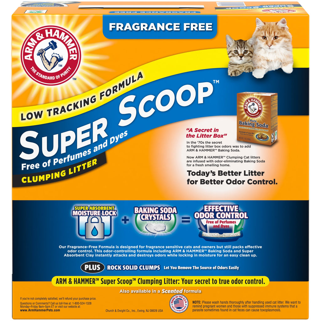 ARM & HAMMER Super Scoop Fragrance Free Clumping Clay Cat Litter - 14 lb - 3-Pack