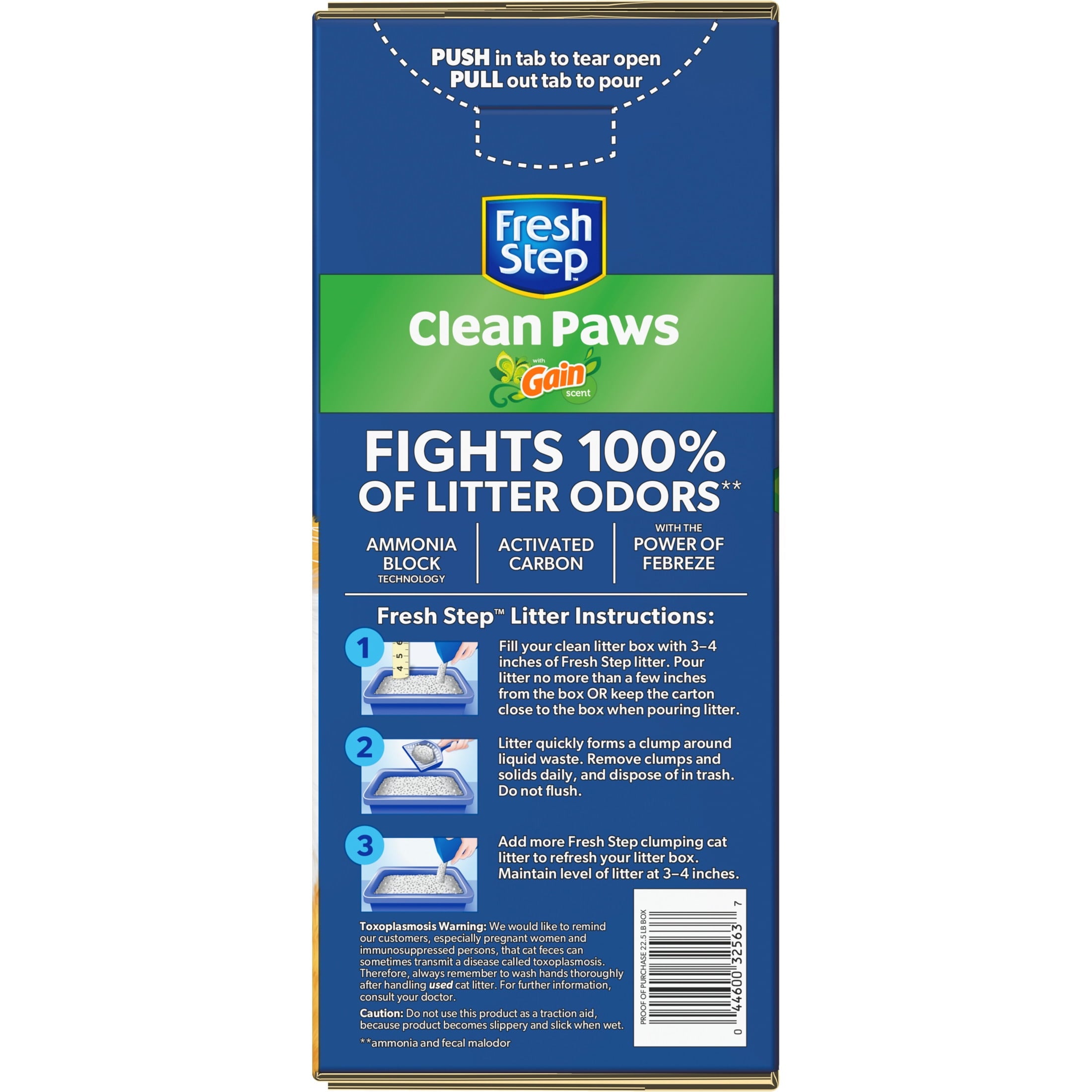 Fresh Step Clean Paws Cat Litter - Low-Tracking Clumping Litter With Febreze and Gain, 22.5 lbs