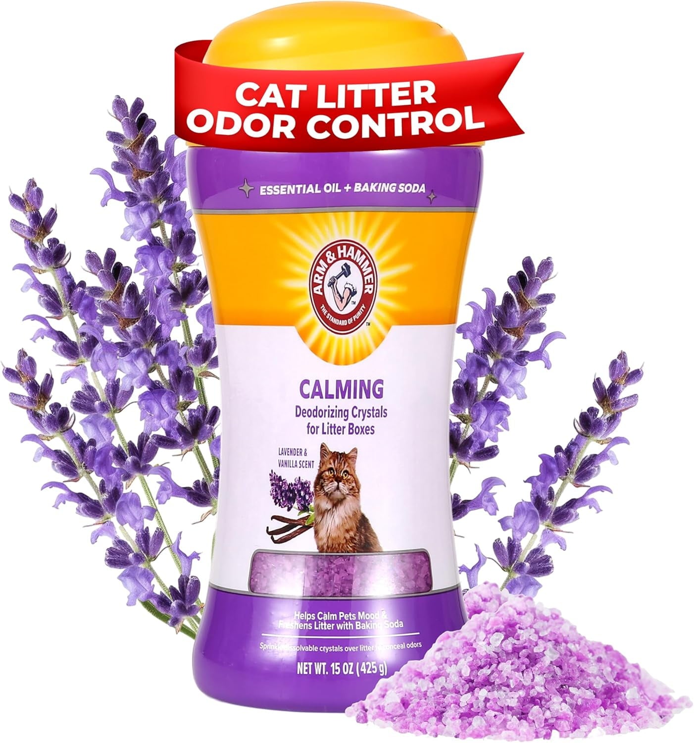 Arm & Hammer Cat Litter Deodorizing Crystals - Lavender & Vanilla Scent 15 oz - 3-Pack