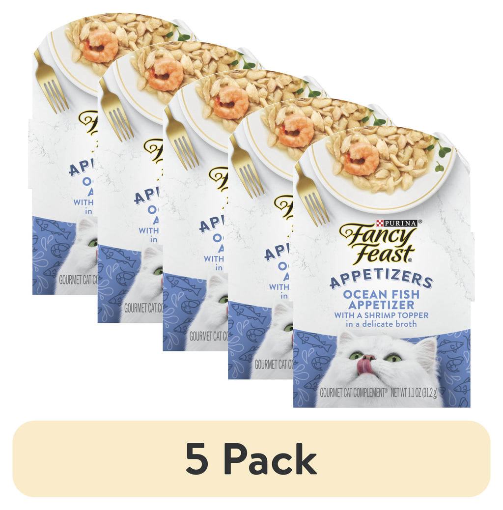 Purina Fancy Feast Appetizers Wet Cat Food - Oceanfish with Shrimp Topper, 1.1 oz Tray - 5-Pack