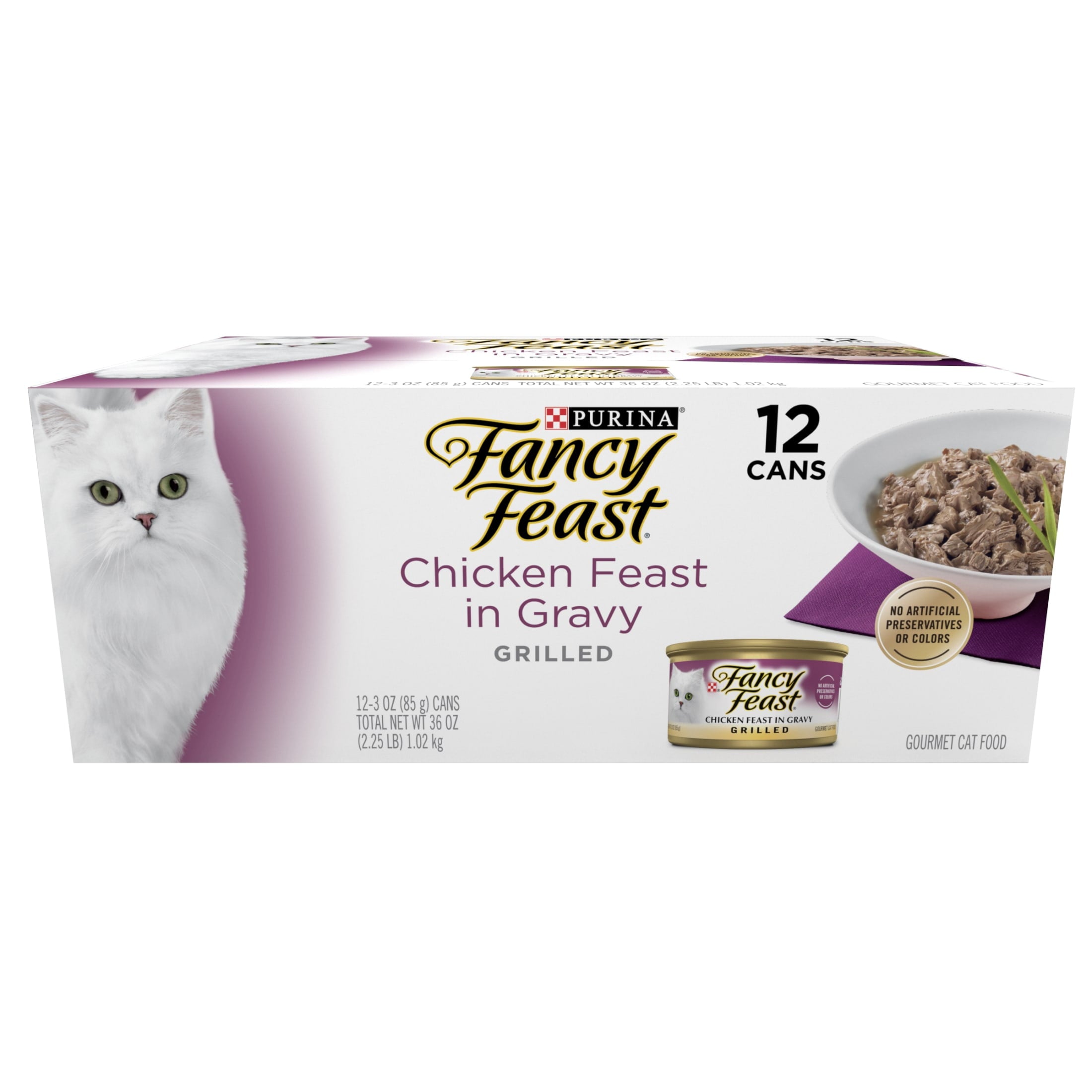Purina Fancy Feast Chicken Feast in Gravy Grilled Wet Cat Food - 3 oz Cans (12 Pack) - 2-Pack