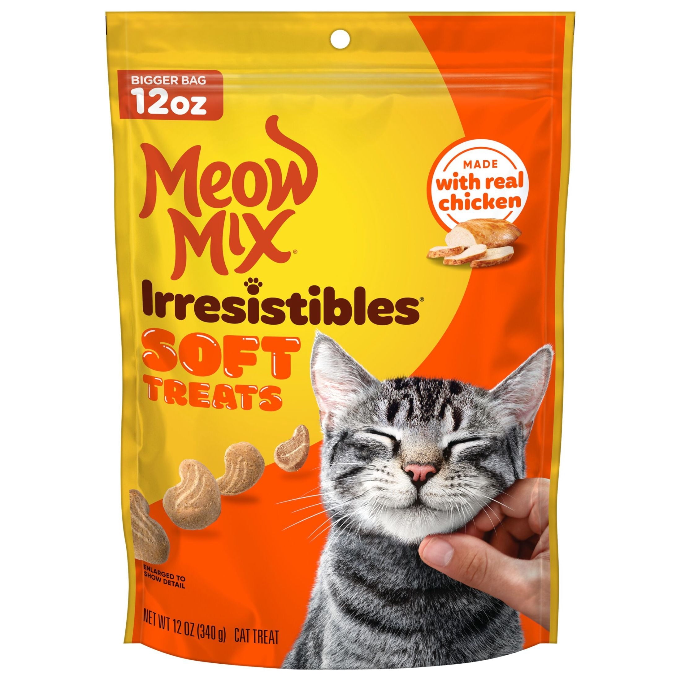 Bundle and Save! Meow Mix Irresistables Cat Treats - Soft with White meat Chicken & Salmon - 2 12-Ounce Bag