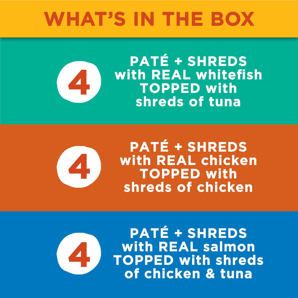 Meow Mix Pate Toppers Seafood & Poultry Variety Pack - Wet Cat Food, 2.75 oz Cup, 12 Pack