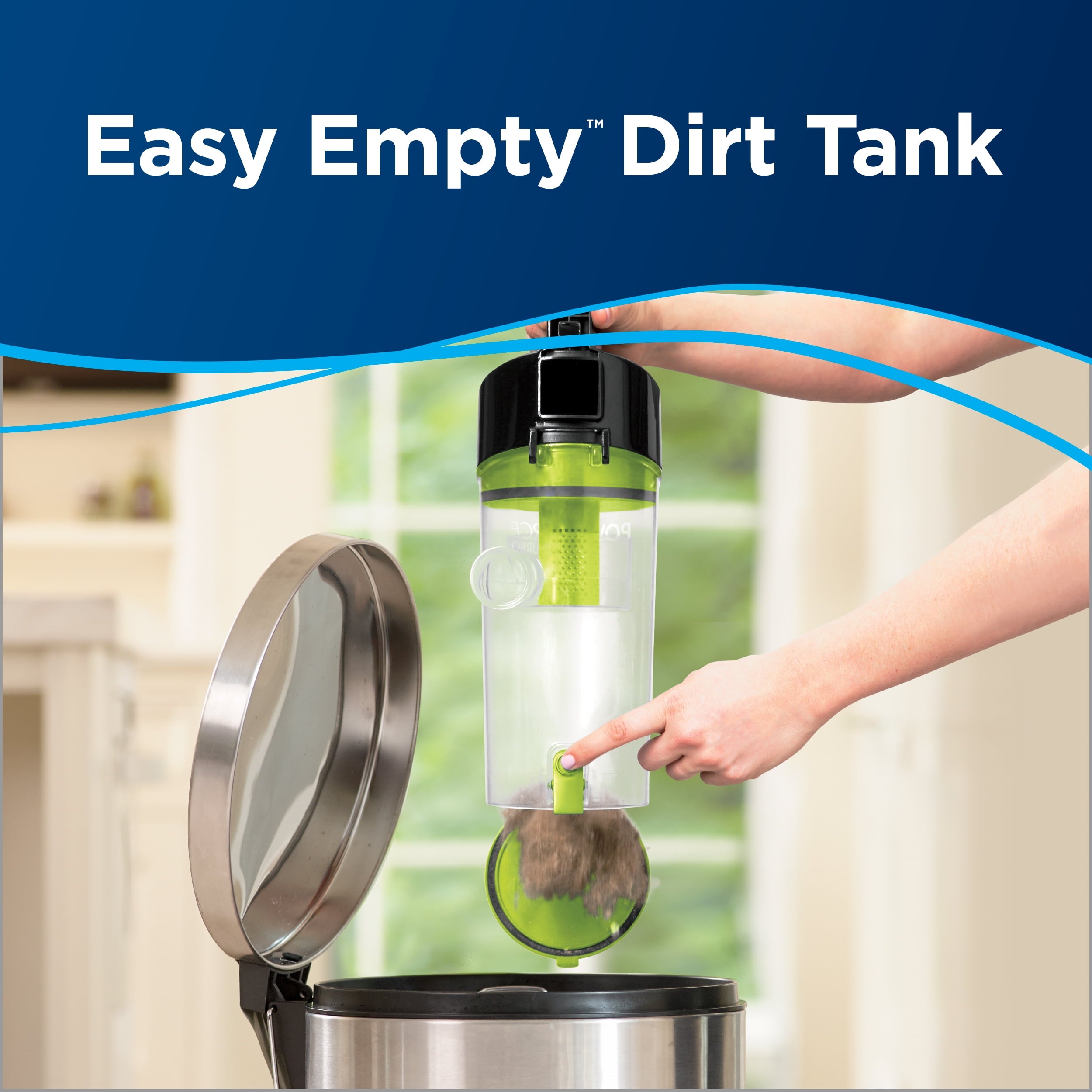 BISSELL PowerForce Compact Turbo - Bagless, Upright Vacuum, Powerful Suction, East Empty Dirt Tank, Lightweight, High Reach Wand, 2690, Green & Black